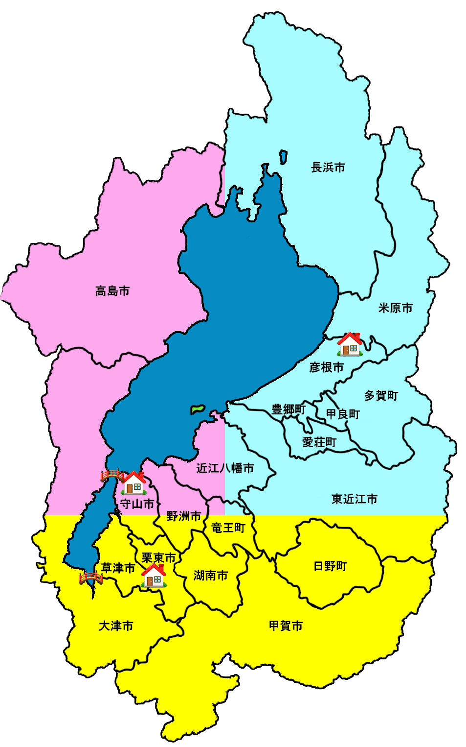 滋賀県の待機エリア地図(彦根待機・守山待機・草津待機)